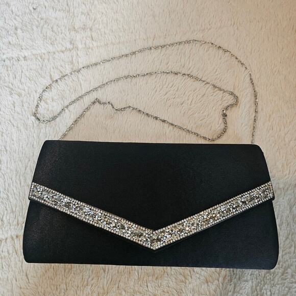 Satin Evening Party Clutch/Crossbody Rhinestones Embellished bag. Events. Party - Picture 11 of 12
